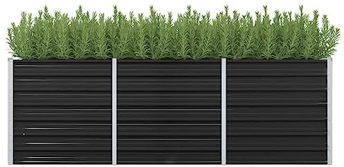 Cozynest Garten Hochbeet Gemüsebeet Pflanzbeet Gartenbeet Frühbeet Pflanzkasten Blumenkasten Blumenbeet Garten-Hochbeet Anthrazit 240 x 80 x 77 cm Verzinkter Stahl