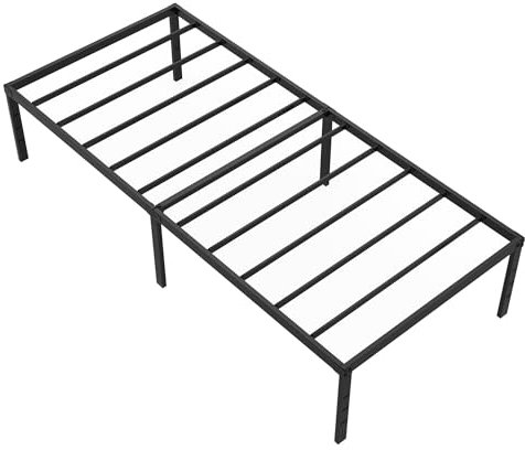 NAIZY Bettgestell 90x200cm Bett aus Metall Bettrahmen mit Lattenrost, Metallbett 42cm Hohe Einzelbett, für Schlafzimmer Gästezimmer