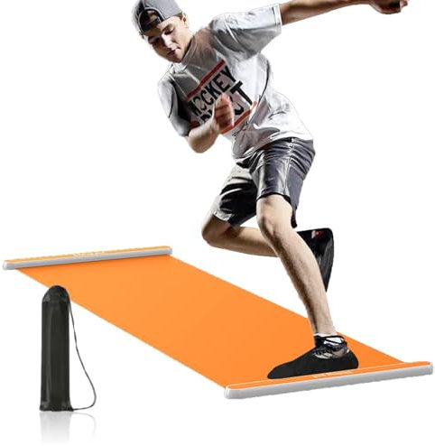 Gleitbrett für Übungen – Gleitmatte 200 x 50 cm | glatte Oberfläche für Kern- und Beintraining, Kniebeugen, Skateboards, Ausfallschritte, Flexion