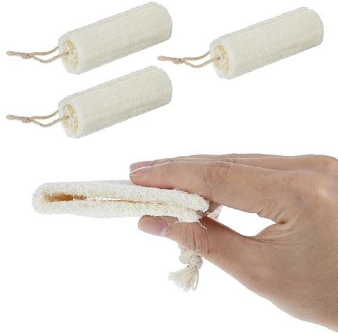 Ptwola 3 Stück Natürlicher Luffa Schwamm 15,2 cm Peelingschwamm Tragbare LuffSchwämme Hautpflege Luffa mit Trageband für Tiefenreinigung Seife Spa Gesicht Körperpflege Männer Frauen Reisen