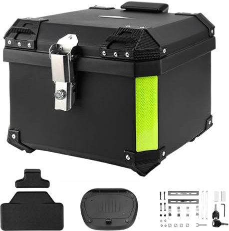 Top Case Universal Motorrad Heckbox Motorradbox Helmbox mit Sicherheitsschloss aus wasserdichtem ABS Kunststoff Top Box (57L)