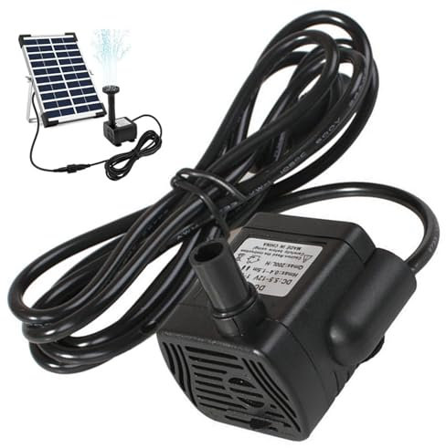 Bombas solares de agua, DC 5.5V-12V 3W Mini Bombas de fuentes solares, característica de agua impermeable silenciosa de 300/h, distancia de pulverización de 4.9 pies para acuario, sin de panel
