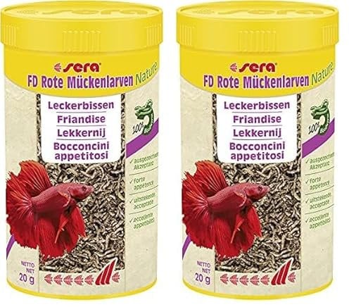 sera FD Rote Mückenlarven Nature 250 ml - Der Leckerbissen für Jungfische und Feinschmecker - Fischfutter fürs Aquarium mit sehr hoher Verwertbarkeit, somit weniger Algen (Packung mit 2)