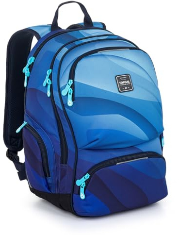ROTH Schulrucksack ab der 5. Klasse (ca. 145 cm), ergonomisch mit Aluminiumverstärkung, wasserabweisend & leicht, mit reflektierenden Elementen, 27 L Schulranzen mit Brustgurt & Laptopfach. (Blau 2)