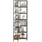 HOMCOM Libreria Angolare a 7 Livelli dal Design Industriale con Base Rialzata, libreria Scaffale in Truciolato e Metallo, 60x60x198 cm, Marrone Rustico