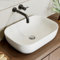 HOROW Lavabo ovale bianco | 46 x 33 x 13,5 cm, bruciato ad alta fuoco, resistente ai graffi, scarico rapido, lavandino a mano senza foro per rubinetto e troppopieno, piccolo accessorio per bagno, WC