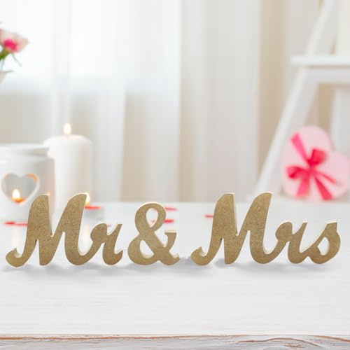 Mr und Mrs Schild, hölzernes Mr & Mrs Schild Mr & Mrs Hochzeitsdekoration Hochzeitstischdekoration für Zuhause Verlobung Jahrestag Party Dekor Fotografie Zubehör (Holzfarben)