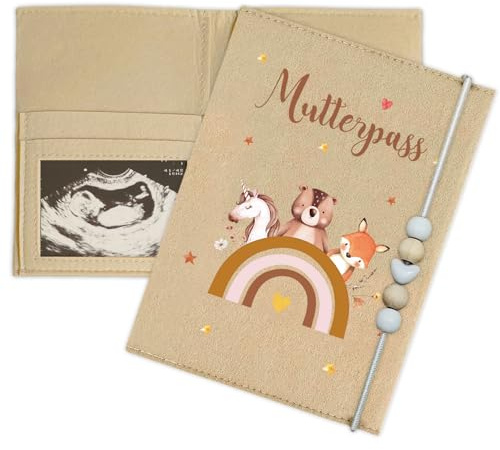 Glamifyr Mutterpasshülle aus Filz – Hülle für deutschen Mutterpass mit Fächern zur Aufbewahrung von Ultraschallbildern, Impfpass & Karten, Leicht & Praktisch, Süßes Geschenk