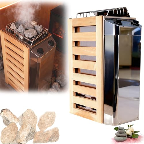Poêle Sauna électrique Portable 3,6 Kw En Acier Inoxydable Avec Commandes Internes Pour L'Intérieur Et L'extérieur Avec Minuterie 3 Heures Et Contrôleur Numérique Pour 3 à 6 M³ Accessoires Sauna