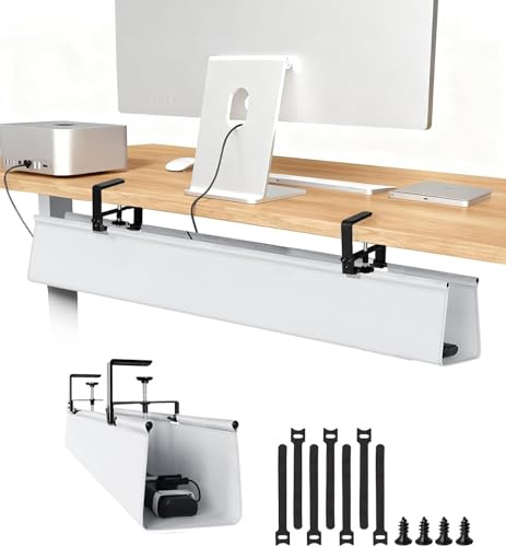 Unter dem flexiblen Kabelkanal für Schreibtisch, 90 cm, ohne Bohren – Kabelmanagement Schreibtisch-Organizer, weiß, stabiles wasserfestes Kabelwanne mit 16 Kabelbindern für Büro & Zuhause