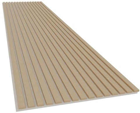 Akustikpaneel in heller Eiche - 2700x600 mm - mit hellem PET-Filz - 1 Stück | Für großflächige Wandverkleidung und bessere Raumakustik, 2700x600 mm, 1 Stück, Holzfurnier, Helle Eiche