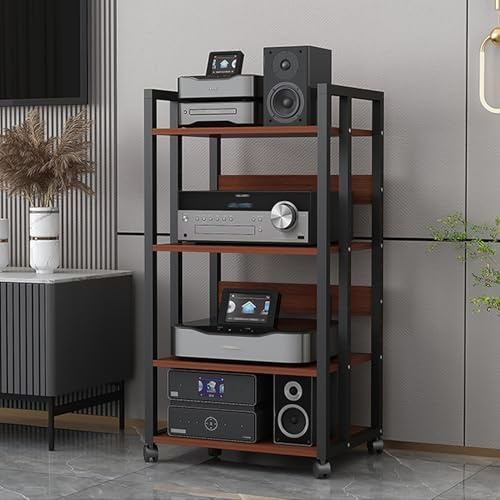 Medienständer Audio-Rack, AV-Medienständer mit Verstellbarer Ablage, Mobiler Offener Stereoschrank, Rack-Audio-Tower for Entertainment-Stereoanlage, Eck-Entertainment-Center(A-4-tier)