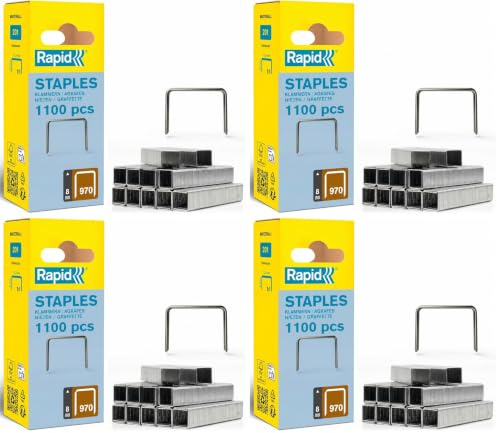 Rapid 970/08mm Galva Boîte de 1120 Agrafes Gris (Lot de 4)