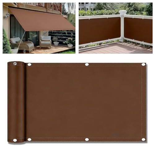 Sonnensegel Wasserdicht 2.5x8M mit Ösen, Sonnensegel Rechteckig Sonnenschutz Balkon Markisenstoff UV-Schutz, Wetterfest Mit Seil, für Innenhof Terrasse Rasen Garten Park - Braun