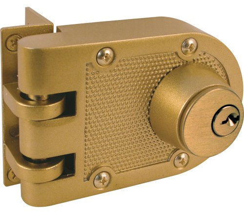 PRIME-LINE U 9972 Serrure à pêne dormant résistante aux jimmy, moulé sous pression, couleur laiton, gâche d'angle, double cylindre, 1 paquet