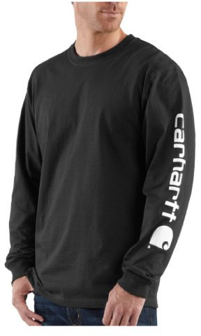 Carhartt mensK231Signature Sleeve Logo Long Sleeve T Shirt Long Sleeve T-Shirt - Black - Large