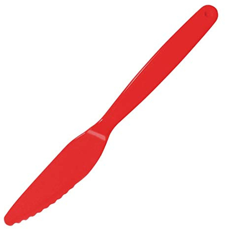 Olympia Kristallon Polycarbonate Knife Red 180mm (Pack of 12) | Shatterproof construction provides kitchen safety, whilst the ergonomic handle offers a comfortable, slip-free grip.