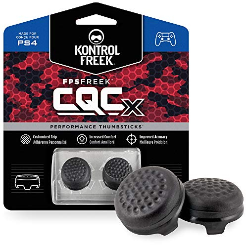 KontrolFreek CQCX Poignées de Pouce pour Manette PlayStation 4 (PS4) et PlayStation 5 (PS5) | 2 Joysticks de Performance Convexes Taille Moyenne | Noir