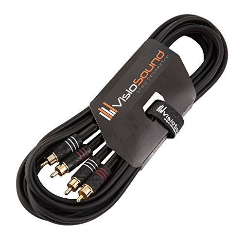 VisioSound Twin Phono 2 x RCA to 2 x RCA Phono Plug Twin Lead/Stereo DJ Hi-Fi Audio Cable 3m