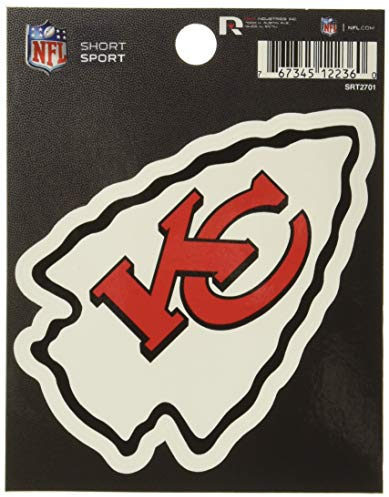 Rico Industries NFL Football Kansas City Chiefs kurzer Sport-Aufkleber, 9,5 x 12,9 cm, gestanztes Team-Logo, kurzer Sport-Aufkleber