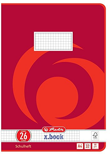 Herlitz Schulheft x.book A4, kariert, Lineatur 26, 32 Blatt, 5 Stück