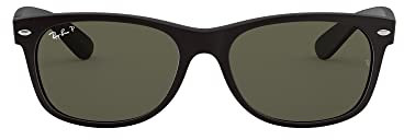 Ray-Ban Unisex New Wayfarer Sunglasses, Black(rubber Black), 55 mm UK