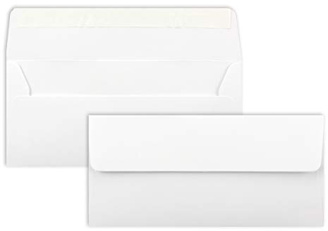 50 Brief-Umschläge DIN Lang - Hochweiß/Kristallweiß - 100 g/m² - 11 x 22 cm - sehr formstabil - Haftklebung - Qualitätsmarke: FarbenFroh by GUSTAV NEUSER