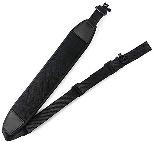 GUGULUZA Gewehrriemen Gewehrgurt Neopren Gepolstert Verstellbar mit 2,54cm Riemenbügel,Gun Sling Belt,Schwarz