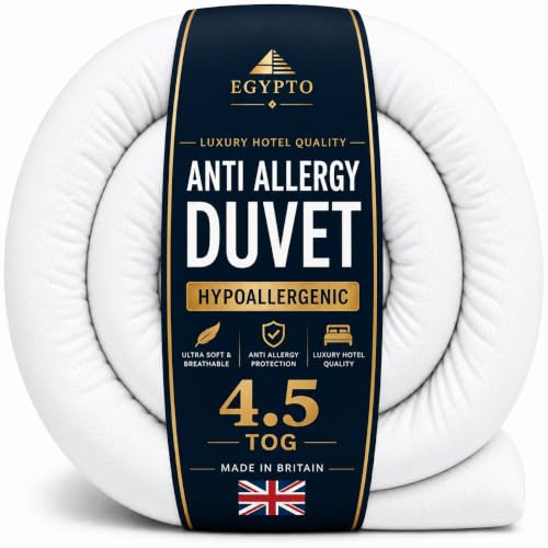 EGYPTO Soft Hollowfibre King Size Duvet 13.5 Tog | Anti Allergy Duvet with Polypropylene Cover | Luxurious Warm Duvets for Home | Breathable & Skin Friendly King Size Quilt | 230cm x 220cm