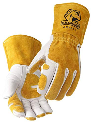 Revco GM1611 Top Grain Leather Cowhide MIG Welding Gloves with Reinforced Palm & Thumb & Index Finger, Seamless Forefinger, 5 Cuff for Extra Protection (Medium)