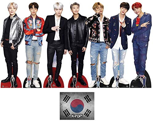 Bangtan Boys mit V, Suga, Jin, Jungkook, RM, Jimin and J-Hope Set mit 7 Lifesize und Mini-Karton-Ausschnitt-Fan-Pack, Enthält 8X10 (25X20Cm) starfoto