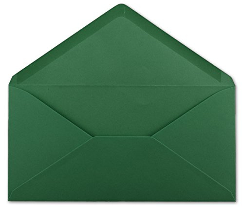 75 DIN Lang Briefumschläge Dunkelgrün 22 x 11 cm -120 g/m² Nassklebung Post-Umschläge ohne Fenster ideal für Weihnachten Grußkarten Einladungen von Ihrem Glüxx-Agent