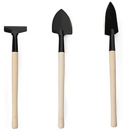 Austinstore Mini-Gartenwerkzeuge, Holzgriff, Gartenschaufel, Rechen Spaten, 3-teiliges Set für drinnen und draußen multi