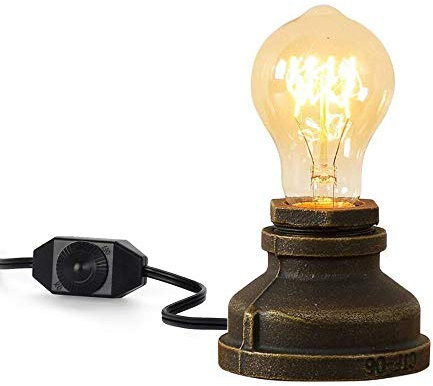 Dimmbar Loft Vintage Metall E27 Edison Eisen Basis Wasser Rohr Schreibtischlampen Antiken Retro Steampunk Tischlampe Schreibtisch Licht Tisch Glühbirnen für Café Bar Balkon Nachttisch Dekoriert