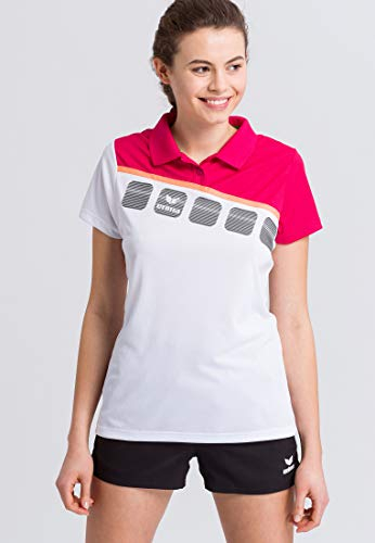 Erima Damen 5-C Poloshirt, weiß/love rose/peach, 36