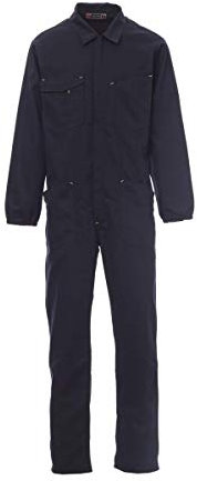 PAYPER Cover Tuta da Lavoro Unisex Uomo Donna 100% Cotone Tasche al Petto Porta Smartphone Badge Penna Metro Blu Navy (5XL)