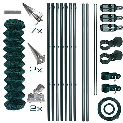 ESTEXO Maschendrahtzaun Gartenzaun Set Komplettset Zaun Gartenzaunset Zaunset Drahtzaun Maschendraht mit Einschlaghülsen (1,5 x 15 m)