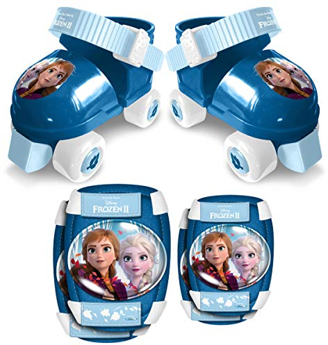 STAMP- Set Pattini a Rotelle, C/Ginocchiere, Frozen II Anna, Elsa, RN244035, Blu