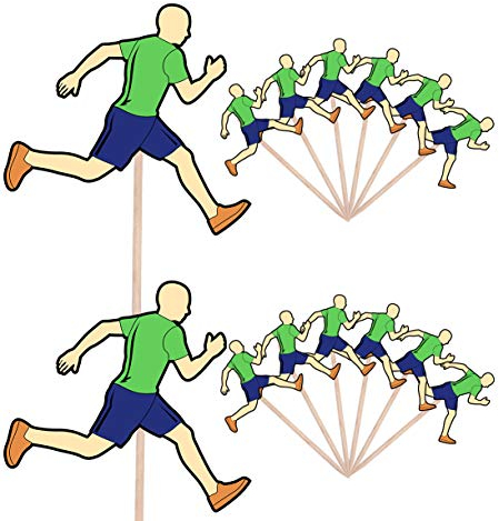 AK Giftshop Running Runner Events Clubs Birthday Party Food Cake Cupcakes Picks Sticks Decorations Toppers Stand Up Food Flags (pack of 14)