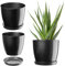KADAX Élégant Pot à Fleurs/Plantes avec Soucoupe Forme Ronde et élégante en Plastique léger pour l’intérieur et la Maison Cache-Pot pour Fleurs, Plantes Ø 28 cm Anthracite