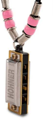 HOHNER Mundharmonika, Mini Mundharmonika, C, mit Halskette, pink
