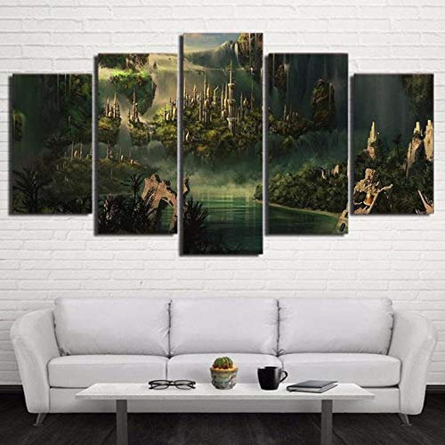 Bilder XXL 5 Teile wandbild leinwandbilder Kunstdrucke Herr der Ringe XXL 5 Teiliges Wandbild Mit Rahmen Größe 100x55CM Leinwandbild Wandbilder Cadeau d'Halloween