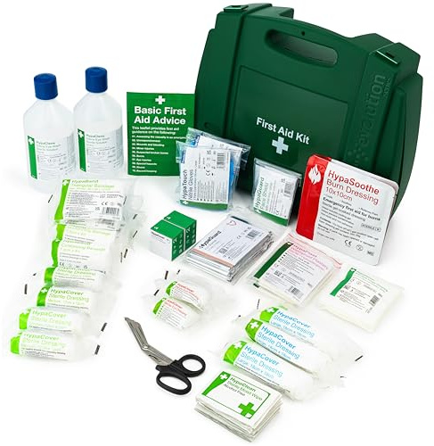 Safety First Aid Evolution British Standard First Aid and Eye Wash Kit | Medium Fully-Stocked, Wall-Bracket Sold Separately