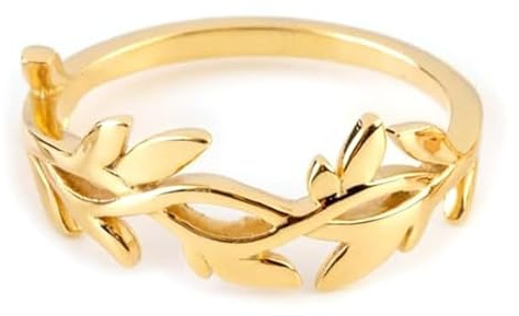 Elegant J.l box Damen Olivenblatt-Ring aus massivem Gold 9k, 14k & 18k, RN259