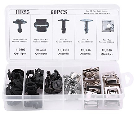 Fydun Plastic Fastener 60Pcs Automotor Unterbodenabdeckung Verkleidungsnietsatz 5 Typen Verschiedene Bodenschutzbefestigungsbefestigungen Halteklammern Universal