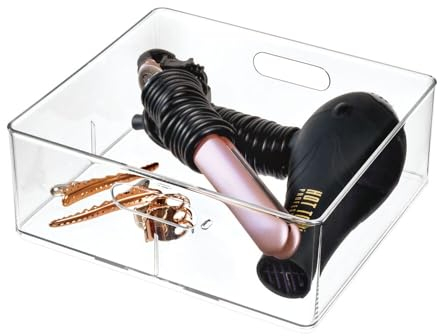 iDesign The Home Edit, Organizzatore per asciugacapelli impilabile in plastica riciclata con divisorio
