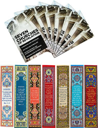 The Seven Churches of Revelation Bibelstudier-Set, 7 Lernhefte und 7 Lesezeichen, Großpackung Bibelstudium für Männer und Frauen, Lesezeichen für Romane, Bücher und Bibeln