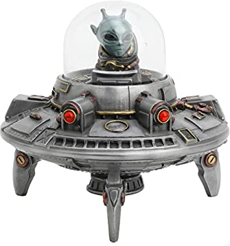Veronese Design UFO Alien-Besucherbereich 51, 14,5 cm hoch, Kunstharz-Skulptur, Heimdekoration, Sammlerstück