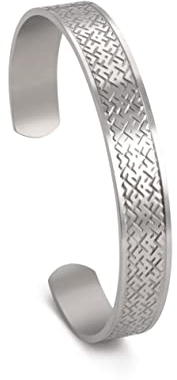Amaxer Wikinger Irisch-Nordisch Keltischer Knoten Armband Herren Keltische Armspange Edelstahl Vintage Symbol Norse Amulett Schmuck Offene Manschette Armband für Frauen Männer (Gewebte Muster-Silber)