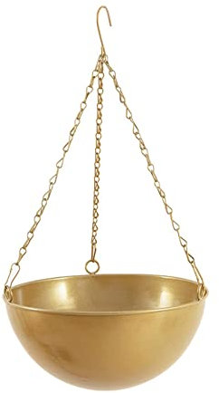 perfk Pot des Fleurs Suspendu Fer Métal Suspendu Pot Plante Cintre Chaîne Panier pour Succulente, Grand doré
